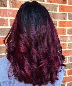 Pelo Red Balayage Hair Burgundy, Red Balayage Hair, Red Ombre Hair, Beauty Hair Color, Hair Color Burgundy, Dark Red Hair, Burgundy Hair, Hair Color Highlights, Ombre Hair Color