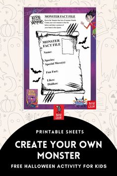 the printable sheets for create your own monster activity book with text and pictures on it