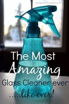 the most amazing glass cleaner i've ever seen is in this bottle with blue liquid