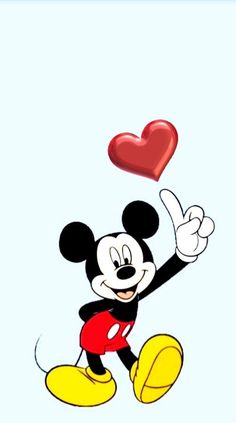 a mickey mouse with a heart in the air