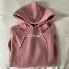 Never Worn Glossier Pink Hoodie In Xs Glossier Hoodie, Glossier Sweatshirt, Pink Hoodie Outfit, Glossier Pink, Hoodie Aesthetic, Preppy Lifestyle, Casual Preppy Outfits, Cute Preppy Outfits, Preppy Outfit