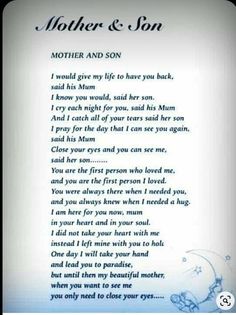 the poem for mother and son