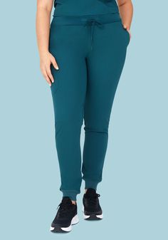 These high waist joggers are cut from spill resistant, 4-way stretch, breathable fabric and feature ribbed elastic ankle cuffs and 7 versatile pockets. High Waist Joggers, High Waisted Joggers, Blue Joggers, Caribbean Blue, Mens Cargo, Ankle Cuffs, Pocket Top, Cargo Pants Men, Scrub Pants