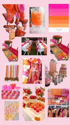 a collage of pictures with different colors and designs on them, including pinks, oranges, and yellows