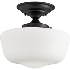 Regency Hill Modern Schoolhouse Farmhouse Ceiling Light Semi Flush Mount Fixture 12 1/4" Wide Black White Glass Shade for Bedroom Kitchen Living Room Floating Ceiling, Semi Flushmount, Farmhouse Ceiling, School House Lighting, Craftsman Bungalow, House Lighting, Industrial Ceiling Lights, Industrial Ceiling, Interior Lights