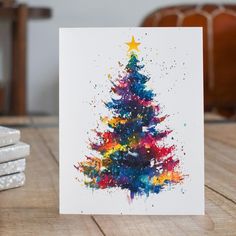 Starburst Spruce A Tree That Paints the Night, Cosmic Holiday Christmas Card, Vibrant Festive Greeting Card, Handmade Cards - Etsy Unique Stationary, Handmade Stationary, Painted Christmas Cards, Watercolour Christmas, Small Drawing, Print Cards, Greeting Card Handmade, Watercolor Winter, Fabric Christmas Trees