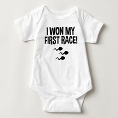 Funny I Won My First Race Baby Bodysuit; Racing Sperm; Funny Baby Outfit One-Piece Shirt; gift for new baby! Racing Baby, Funny Baby Shower Gifts, Soccer Baby, Funny Baby Gifts, Newborn Bodysuit, Funny Baby Clothes, Funny Onesies, Camo Baby Stuff