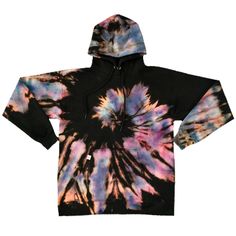 a black and purple tie dye hoodie