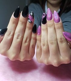 Egirl Nails, Pink Black Nails, Witch Nails, Witchy Nails, Magic Nails, Expecting Parents, Mixed Feelings, Nail Art Inspiration, Best Acrylic Nails