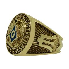 "Amazing A.F.A.M 14K or 10K Solid Yellow GOLD Freemason Ring Hand crafted with the most identifiable symbols. DESCRIPTION METAL: 14K or 10K Solid Yellow Gold WEIGHT: 25-27 Grams for 14K Gold 20-22 Grams for 10K Gold Unique Solid Yellow Gold ANCIENT FREE AND ACCEPTED MASONS Ring, hand made crafted with the most popular symbols. The face of the piece is crafted with a very meaningful symbol; square and compass is one of the most prevalent and ancient emblems of the Freemasons. Around the symbol th Symbolic 14k Stamped Signet Ring Collectible, Gold Engraved Ring With Maker's Mark, Collectible, Gold Symbolic Signet Ring For Commemoration, Spiritual Magic, Magic Rings, Freemason Ring, Masonic Jewelry, Powerful Magic, Masonic Symbols