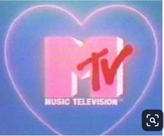 a heart shaped television logo with the words music television on it's back side