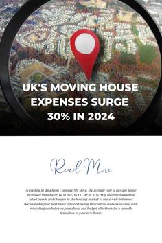 a magnifying glass with the words uk's moving house experiences surge 350 % in