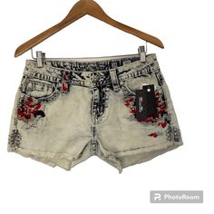 Brand Name: Miss Me Retail: $109.50 Market: Women & Junior Size: (1) 26 (1) 27 (1) 28 Color: Light Wash Blue Style: Western Embroidered Summer Condition: New With Tags Casual Embroidered Mid-rise Jean Shorts, Casual Mid-rise Embroidered Jean Shorts, Casual Mid-rise Jean Shorts With Floral Embroidery, Bling Denim, Random Outfits, Career Outfits, Miss Me Shorts, Music Career, Polka Dot Shorts