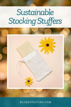 a crocheted bag with a yellow flower on it and text that reads, how to make an adorable stocking stuff