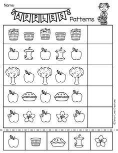 an apple themed pattern worksheet for preschool