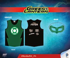 the green lantern shirt and mask are shown in this ad for world of dc comics