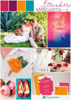 a collage of wedding photos with different colors and themes for the same color scheme