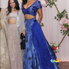 Only Worn Once! In Perfect Condition. Blue Silk Lehenga For Party, Elegant Blue Lehenga For Formal Occasions, Blue Bollywood Lehenga For Formal Occasions, Blue Evening Lehenga For Festive Occasions, Festive Blue Lehenga For Evening, Formal Fitted Blue Lehenga, Festive Blue Evening Lehenga, Designer Lehenga For Party, Elegant Fitted Blue Lehenga