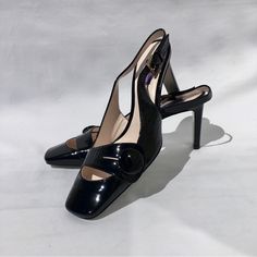 Emilio Pucci. Black Patent Leather, Open Toe Sling Backs With A 3 1/2 Inch Heel. Nwot Luxury Formal Slingback Pumps With Square Toe, Designer Formal Slingback Pumps, Designer Slingback Heels For Work, Designer Slingback Pumps For Formal Occasions, Elegant Square Toe Slingback Pumps For Work, Classic High Heel Slingback Sandals For Evening, Formal Square Toe Slingback Pumps With Padded Heel, Elegant Patent Leather Slingback Pumps With 4-inch Heel, Classic Slingback Sandals With High Heel For Evening