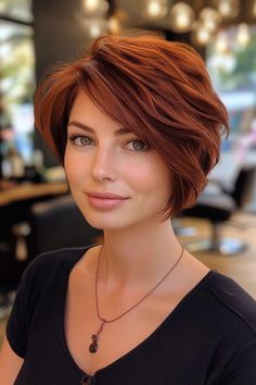 26 Killer Deep Auburn Hair Color Ideas You Need Now Auburn Hair Color Short, Deep Auburn Hair Color, Copper Bob Hair, Copper Bob, Redhead Hair Color, Auburn Hair Color Ideas, Deep Auburn Hair, Deep Auburn, Pixie Hair Color