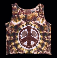 70s Tie Dye, Cotton Tie Dye Tank Top For Festivals, Cotton Tie-dye Tank Top For Festival, Brown Tie Dye, Brown Hippie Festival Tops, Brown Sleeveless Hippie Top, Casual Hand Dyed Brown Tops, Casual Brown Tank Top For Festival, Acid Wash Casual Tank Top For Festivals