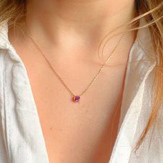 Delicate Bezel Set Pink Tourmaline Necklace 14K Yellow GoldTourmaline 4mm 0.25ctw 3.5mm deep Cable chainLobster clasp Thank you for visiting our shop!Visit our website DmKJewelry.comAlso Follow us on Instagram https://www.instagram.com/dmkjewelry_/ Pink Tourmaline Necklace, Tourmaline Necklace, Pink Tourmaline, Bezel Setting, Follow Us, Tourmaline, Cable, Yellow Gold, Yellow