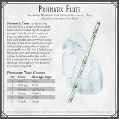 an advertisement for prismic flute with instructions on how to use it and how to use it