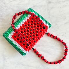 Summer Beaded Pouch Bag, Green Beaded Bag For Summer, Multicolor Summer Bags With Colorful Beads, Summer Green Beaded Bag, Green Beaded Bags For Daily Use, Green Beaded Shoulder Bag For Everyday Use, Green Beaded Shoulder Bag For Daily Use, Green Square Beaded Bag, Rectangular Summer Bags With Colorful Beads