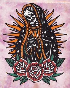 an image of a skeleton with roses on it