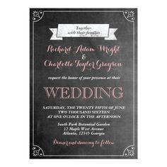 a chalkboard wedding card with an ornate frame