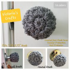 the instructions for how to crochet a ball of yarn on a door handle