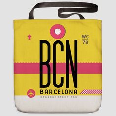 BCN - Tote Bag El Prat Airport - Barcelona, Spain Airport Tote Bag, Barcelona Airport, Travel Luggage Tag, Work Tote, Square Canvas, Travel Design, Perfect Tote Bag, Travel Inspired, Barcelona Spain