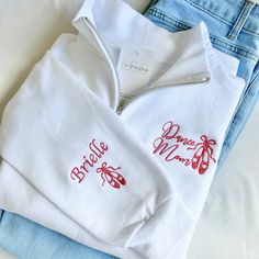 The Embroidered Dance Mom Sweatshirt, personalized with a name on the sleeve, is a great custom ballet mom shirt gift, ideal for dance competitions and gatherings, perfect for members of the Dance MAMA Squad, complete with a stylish quarter zip design. How to order: 1. Select sweatshirt SIZE 2. Select pull over COLOR 3. In the personalization box please include:  🧵 NAME(S) for sleeve  🧵 THREAD COLOR  🧵 FONT for sleeve 🧵 Icon (ballet shoes or dancer) *Thread color is used for both chest and s Dance Mom Life, Dance Team Shirts Design, Ballet Mom Shirt, Dance Sweater, Ballet Mom, Team Shirt Designs, Dance Competitions, Mom Design, Mom Sweater