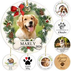 a christmas ornament with dogs and their names