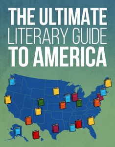 the ultimate library guide to america is on display in front of a map with colorful blocks