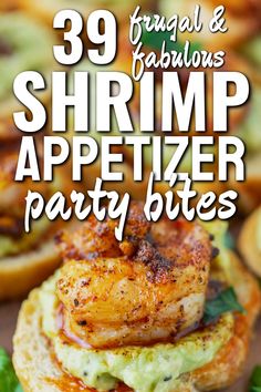 shrimp appetizer party bites with text overlay