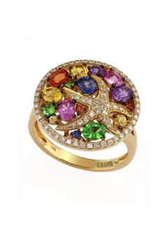 Effy Watercolors 14K Yellow Gold Multi Sapphire & Diamond Ring, 2.44 TCW Beautiful Gold Rings, Jewerly Set, Adornment Jewelry, Sea Stars, Sparkly Jewelry, Multi Sapphire, Sapphire And Diamond Ring, Effy Jewelry, Sapphire Diamond Ring