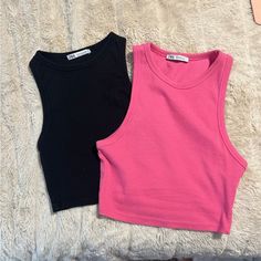 Pink And Black Zara Tank Size Us M Worn Only A Few Times Looks Brand New Pink Stretch Crop Top By Zara, Zara Pink Stretch Crop Top, Zara Pink Fitted Tank Top, Zara Fitted Pink Tank Top, Fitted Pink Zara Tank Top, Fitted Zara Pink Tank Top, Pink Stretch Zara Top, Zara Pink Stretch Top, Pink Stretch Top By Zara