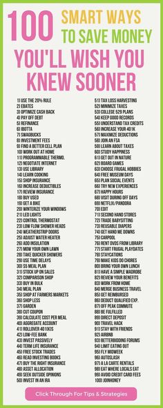 a poster with the words 100 smart ways to save money you'll wish you knew