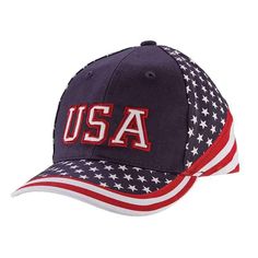 an american flag hat with the word usa on it