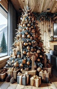 a decorated christmas tree in a living room