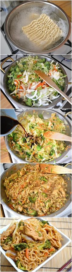 several different pans filled with food on top of a table