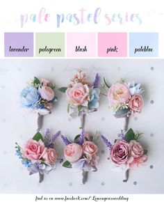 a bunch of flowers that are on top of a white board with the words pastel series