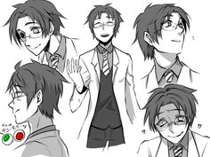 some anime guys with glasses and ties