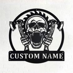 Personalized Metal Monogram Sign, Lumberjack Skull Metal Wall Art,Lumberjack Name Sign, Lumberjack Metal Home Decor