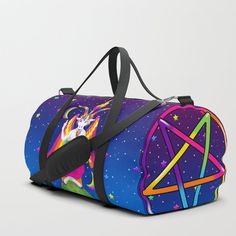 Neon Rainbow Baphomet Duffle Bag #Neon #Rainbow #Baphomet #bags #travel Doll Bag, Unique Purses, Lisa Frank, Duffle Bags, Grateful Dead