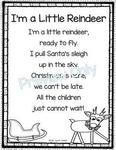 a poem that says i'm a little reindeer and it is in black and white