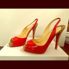 Christian Louboutin Red Sandal In Very Good Shape Red Soul Shoes Christian Louboutin, Red Louboutin, Red Sandals, Shoes Color, Louboutin Shoes, Shoes Shoes, Christian Louboutin Shoes, Sling Backs, Women's Shoes Sandals