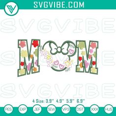 the word mom with flowers and hearts on it is cut out to make an image