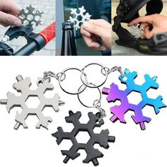 snowflake keychain is being used to hold the keys in one hand